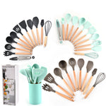 11-Piece Silicone Kitchen Utensil Set – Heat-Resistant Non-Stick Cooking Tools with Wooden Handles