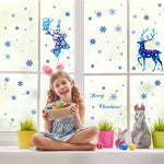 Christmas Elk and Snowflake Wall Stickers – Removable Window Decals for Holiday Home Decoration