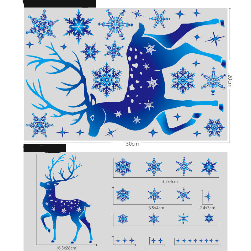 Christmas Elk and Snowflake Wall Stickers – Removable Window Decals for Holiday Home Decoration