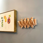 Solid Wood Folding Clothes Rack – Punch-Free Wall Hook for Entrance or Door